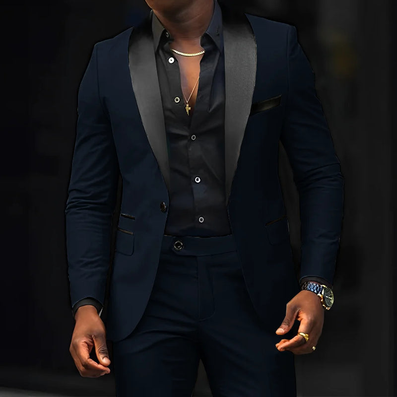 Men's slim-fit Suit 2-piece Wedding Groom Tuxedo Shawl | SAMAG