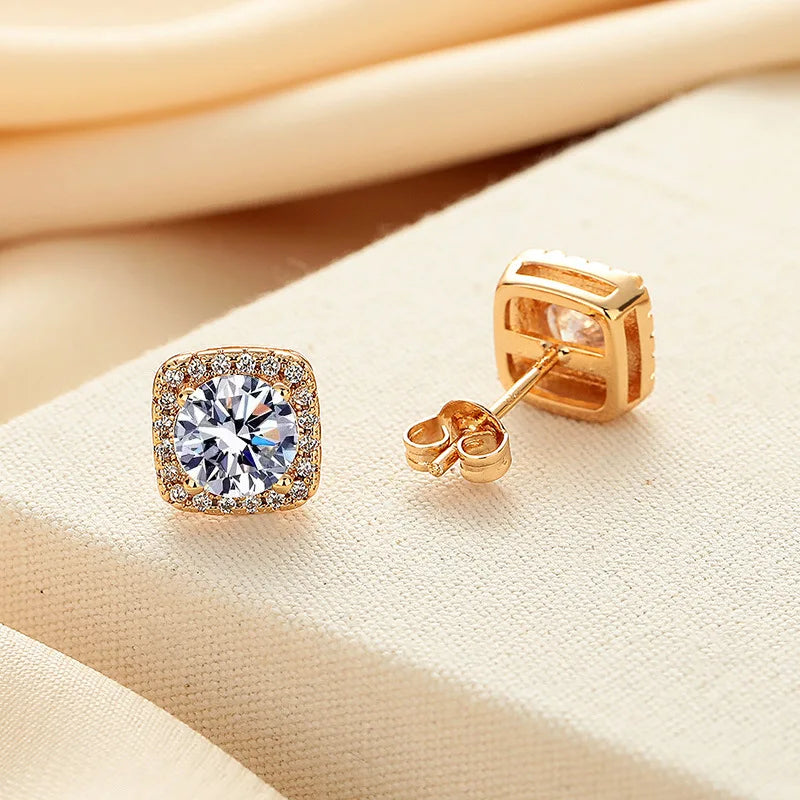 Promotion Moissanite Earrings for Women Pass Diamond Test Pen 100%  With Certificate Ear Studs 925 Sterling Silver Fine Jewelry