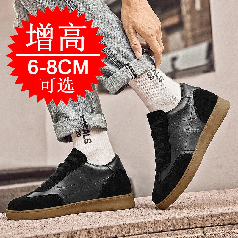 Men Invisible Height-increasing 8cm Elevator Shoes Lace-up Sports with Thick Sole Training 6cm Casual Wear Board Shoes