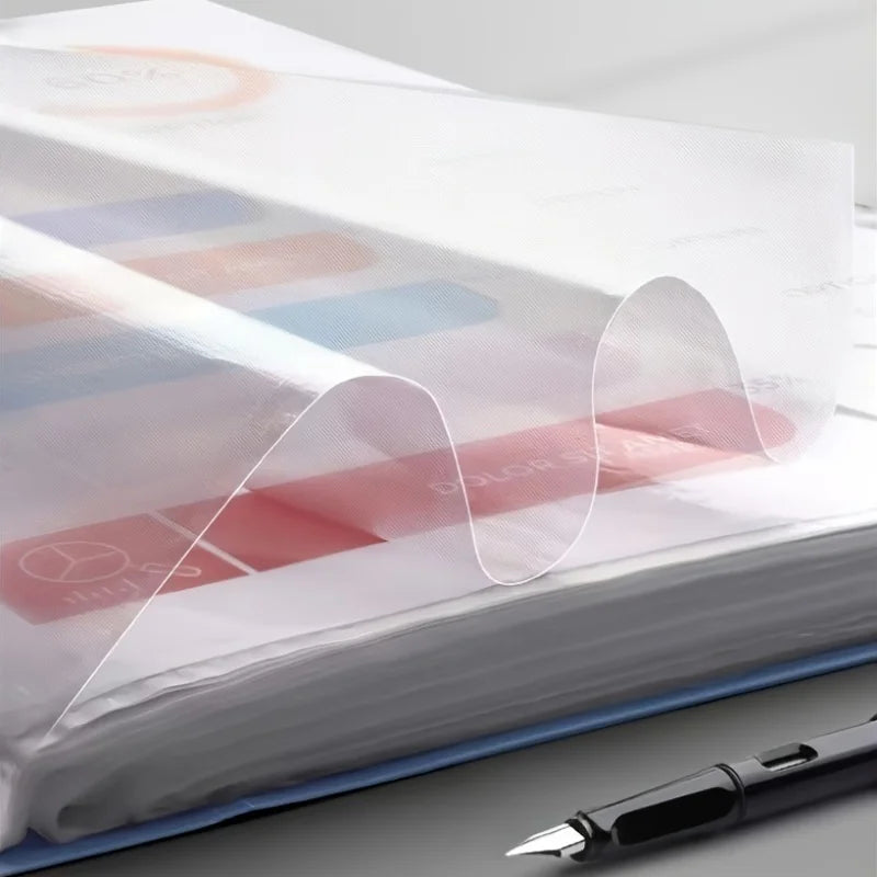 A4 Display Paper File Folder 40/60/100 Pockets Document Organizer with Snap Closure Office School Stationery
