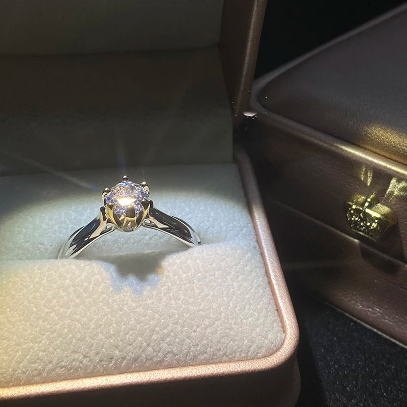 Pure 18K Gold Moissanite Ring for Women with Gemstones Couples Wedding Engagement Jewelry Valentine's Day - Visuel 2 | SAMAG
