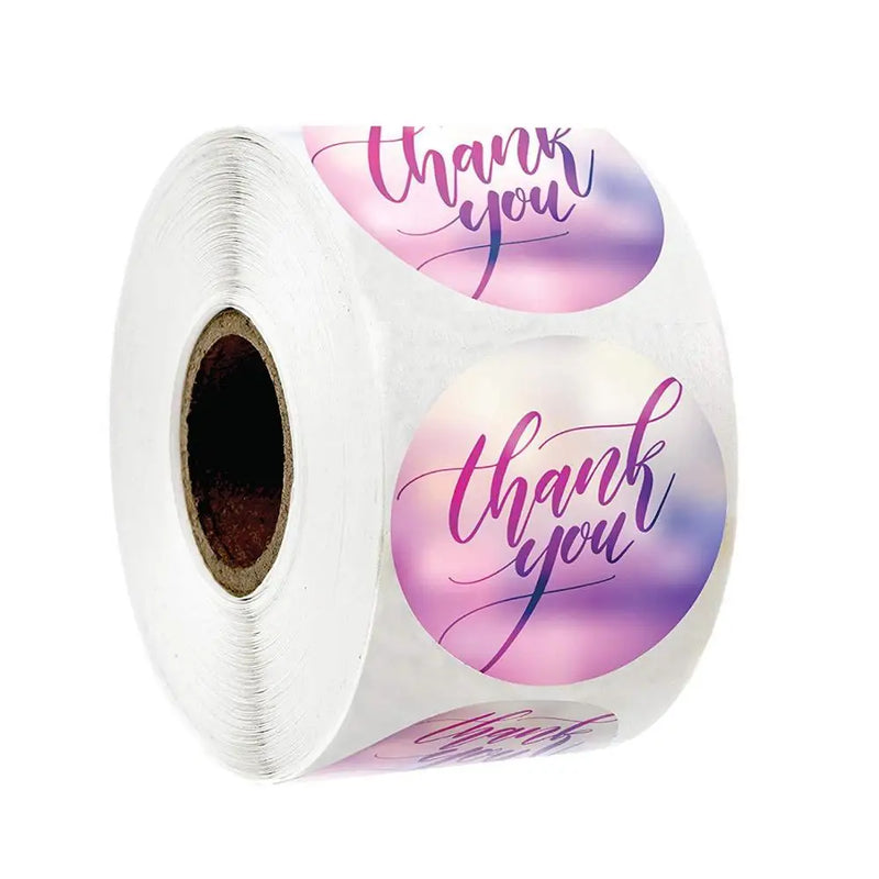 Round Pink Business Label Stickers Paper Cute Thank You - View 10 | SAMAG