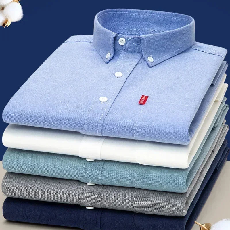 100% Pure Cotton Men's Solid Color Long Sleeve Shirt | SAMAG