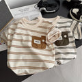Children's Short Sleeved Round Neck Striped T-Shirt | SAMAG