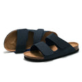 Classic Men Leather Cork Sandals Slippers Luxury Brand Design Buckle Strap Flat Sandals Slippers Shoes