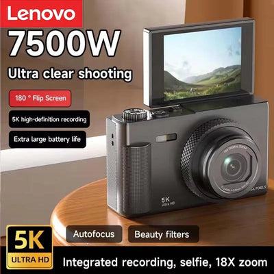 Lenovo Digital Camera 180° Flip Screen 5k Video Vlog 75mp | SAMAG