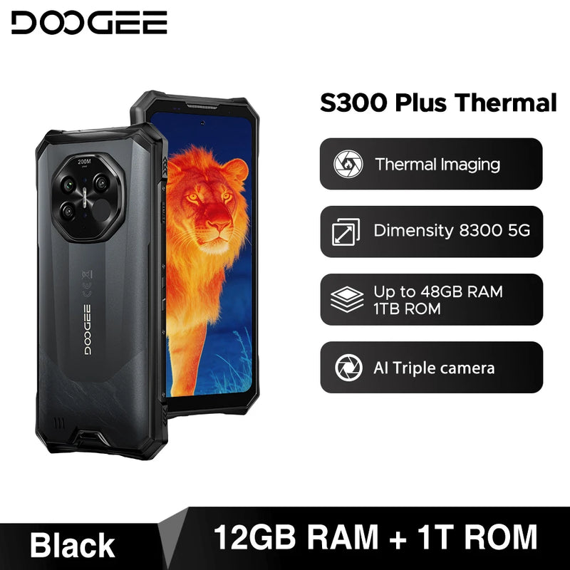 Global Version DOOGEE S300 Plus Thermal 5G Rugged Phone Thermal Imaging 12GB 1TB 6.78'' Screen 11000mAh Android 16 Mobile Phone