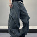 UP.THE Men Dark Raw Denim Baggy Wide Leg Jeans, Y2K | SAMAG