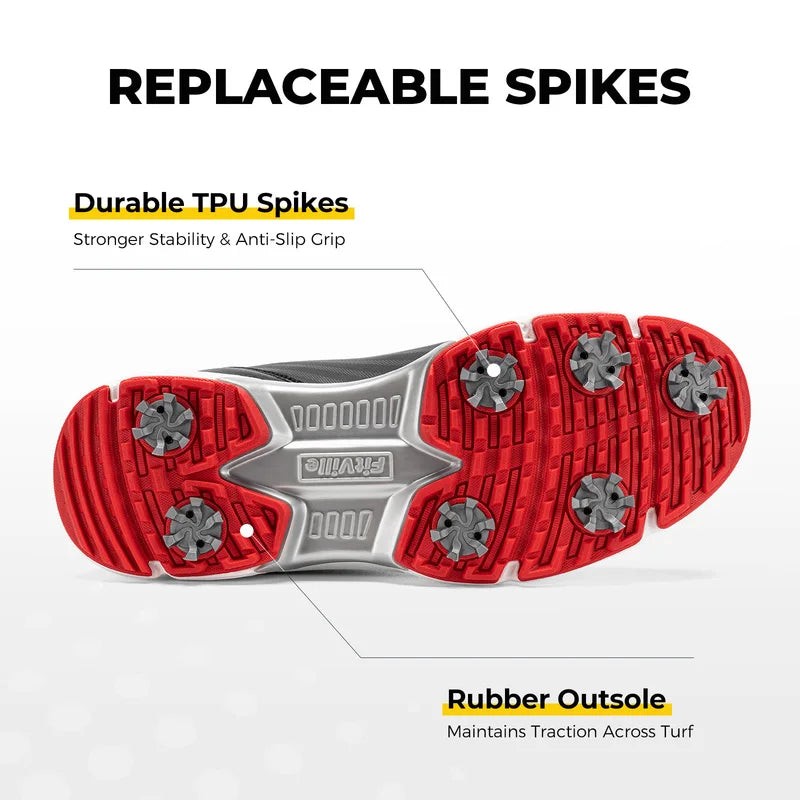 FitVille Men'S Wide Toe Box Spiked Golf Shoes Stable Anti-Slip Outsole Built-In Arch Support Lightweight Comfort Golfing Sneaker