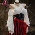 Mobbunny Female Pirate Sexy Lingerie Outfit Halloween Costume One Shoulder Top and Irregular Skirt with Waist Belt and Eye Mask