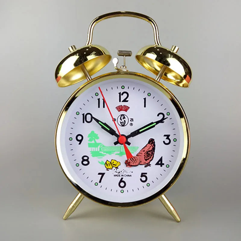 Alarm Clock Mechanical Metal Creative Bedroom Desk Clock Bedside Table Super Sound Watch Retro Nostalgic Table Winding Clock