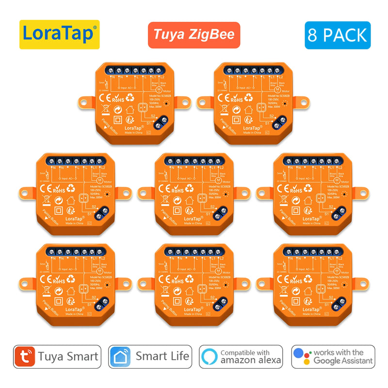 LoraTap ZigBee Shutter Switch Module Electric Motorized Curtain Blind Tuya Smart Life Roller Voice Control by Alexa Google Home