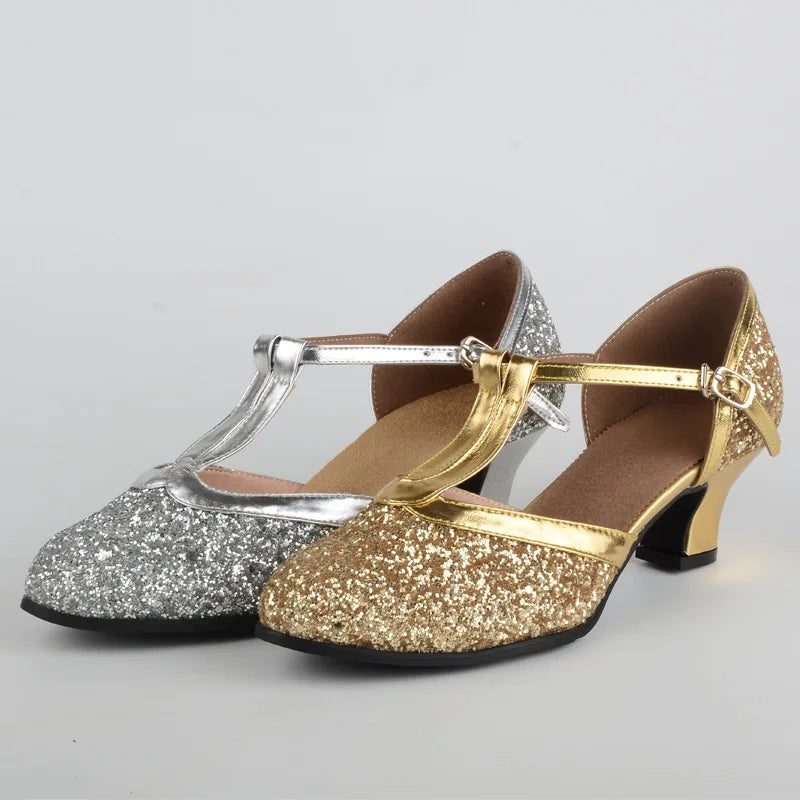 Dance Shoe High Heel Salsa Latin Tango Ballroom Soft Rubber Sole Outdoor Shoes for Dancing Sandals 4cm