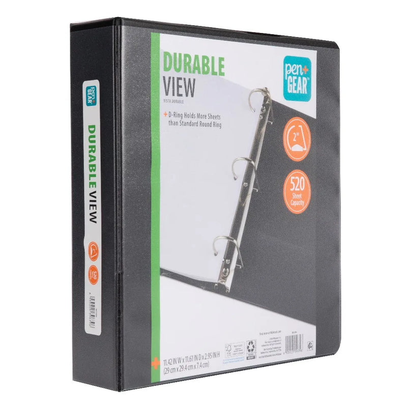 3-Ring Heavy Duty Durable View Binder with 2 D-Rings for School Office or Home Use Black Binder with Clear Front Cover Pocket for Customization Premium Quality Long Lasting Binder for Organizing Papers Documents and