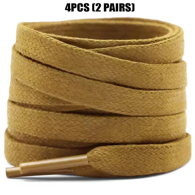 4 Pcs(2 Pairs) Premium Flat Waxed Shoelaces Heavy Duty Replacement Laces for Sneakers Leather Boots Hiking Shoes Men Women