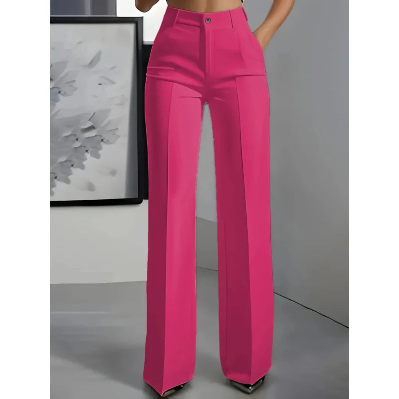 New Women's High - Waisted Draped Straight - Cut Suit Pants - View 3 | SAMAG