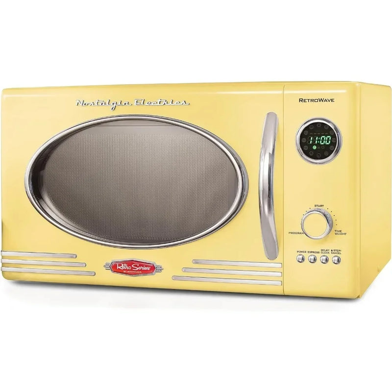 2026 hot sale l L Retro Countertop Microwave Oven, 800-Watt, 0.9 Cu Ft - 12 Pre-Programmed Cooking Settings - Digital Clock, Kit