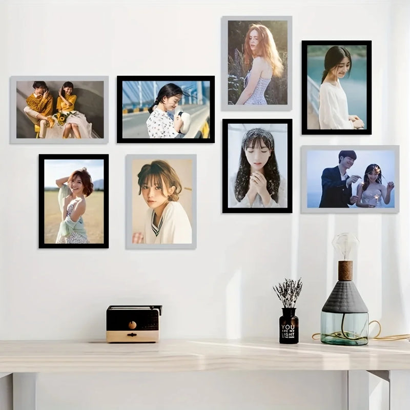 3pcs Magnetic Wall Frame, Self-Adhesive & Removable for Photos Notes, Black White Matte Minimalist Home Office Decor