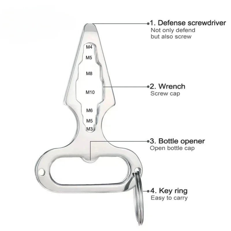 Self Defense Weapons Outdoor EDC Survival Tool Defence Personal Keychian Stinger Bottle Combination Opener Wrench for Men Women
