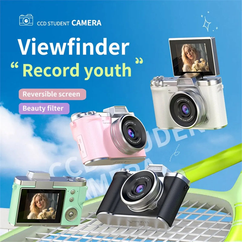 Punctual- 4K Digital Camera 48MP Autofocus Photography Camera 2.8inch Video Camcorder Cam Retro CCD Camera for Kids Students B