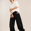 UP.THE Men Raw Black Baggy Wide Leg Jeans, Y2K Oversized | SAMAG