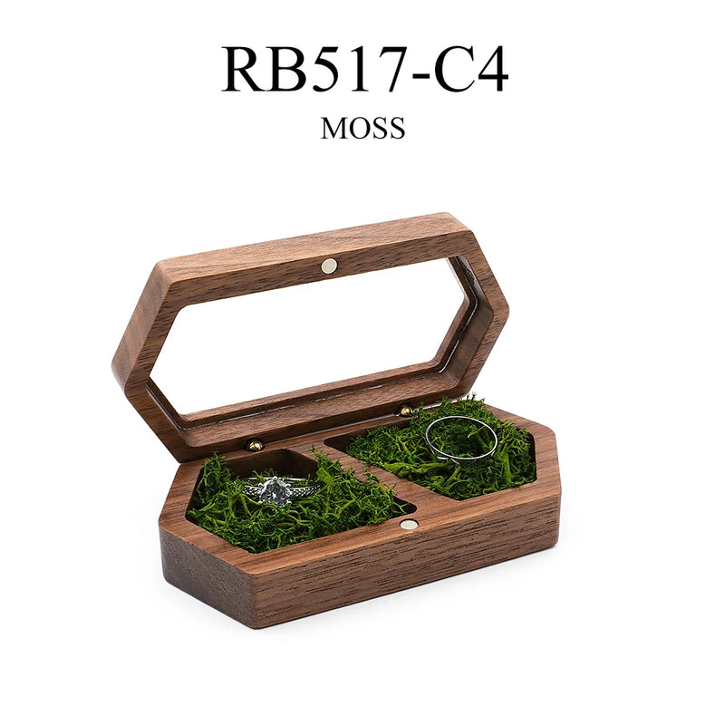 Ring Box Jewelry Storage Engagement Wedding Ceremony Ring Customize Proposal Ring Rustic Wedding Gift for Girl Walnut Wood