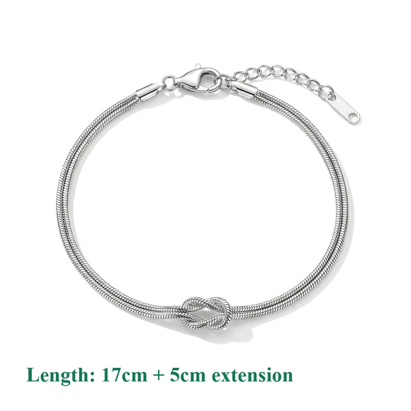 Infinity Love Knot Stainless Steel Bracelets Snake Chain Elegant Friendship Couples Bangles For Women Bridesmaid Jewelry Gifts