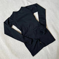 1 Piece Women Bodysuit Sportwear Backless Long Sleeve Short Leggings Seamless High Stretch for Yoga Run Gym Fitness Workout