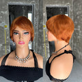 Straight Short Pixie Cut Wigs With Bangs For Women Ombre Brown Red Brazilian Human Hair Wigs Full Machine Made Wigs