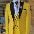 Men's Solid Slim Fit 3-Piece Business Suit Set with Blazer Vest And Pants for Wedding Party Luxury Fashion Tuxedo