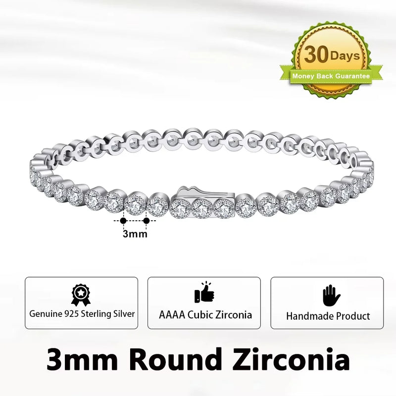 ORSA JEWELS Authentic 925 Sterling Silver Tennis Chain Bracelet Moulding Process Hanmade High-end Hand Chain for Man Woman SB128