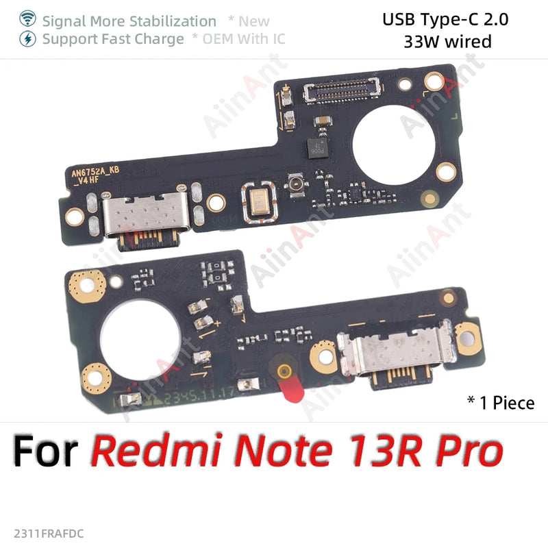 Bottom USB Charger Board Dock Connector Charging Port Flex Cable For Xiaomi Redmi Note 13 14 13C 14C 14R 13R Pro Plus 4G 5G Part