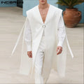 INCERUN Men Vests Cloak Solid Color Oversize V Neck One Button Sleeveless Male Waistcoats Ponchos Streetwear Fashion Cape Men
