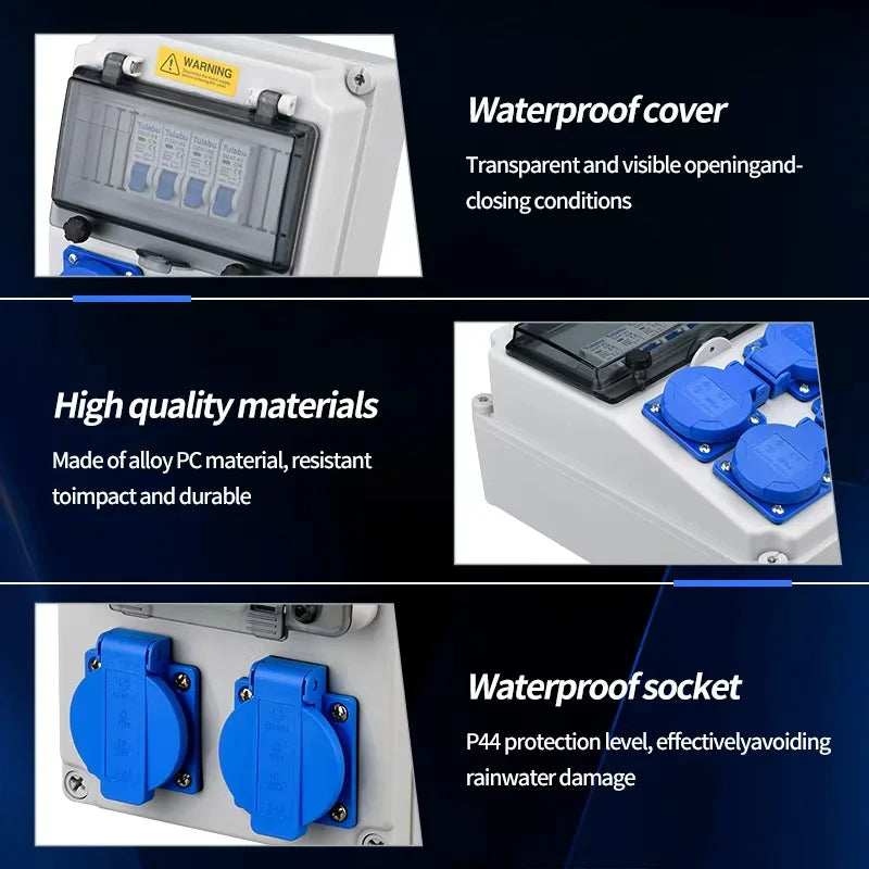 Outdoor Portable Current Box Waterproof Industrial Electric Distribution Cabinet Box with Leakage Protector Circuit Breaker