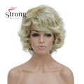 StrongBeauty Short Wig Soft Tousled Curls Blonde Highlights Full Synthetic Wigs COLOUR CHOICES