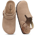Evshine Women Genuine Clogs Slippers Slip On Unisex Potato Shoes with Adjustable Strap Men Mules Arch Support Cork Footbed Clogs