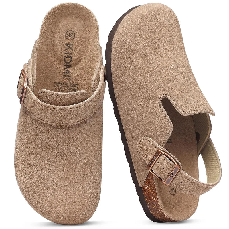 Evshine Women Genuine Clogs Slippers Slip On Unisex Potato Shoes with Adjustable Strap Men Mules Arch Support Cork Footbed Clogs