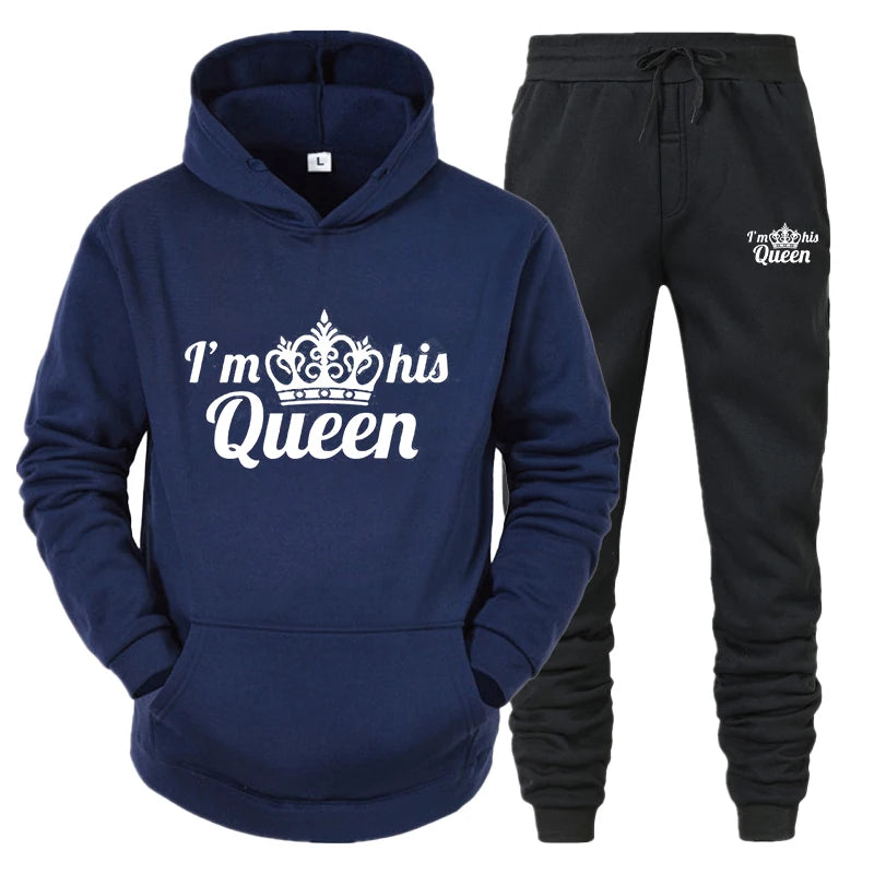 Lover Tracksuit Hoodies Printing QUEEN KING Couple Sweatshirt Plus Size Hooded Clothes Women Two Piece Set - View 24 | SAMAG