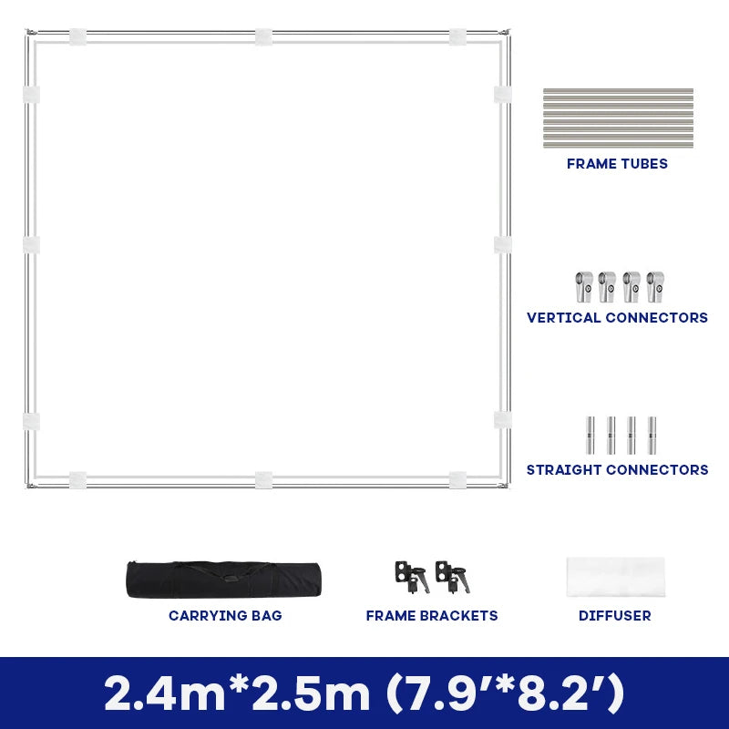 Detachable Diffuser Panel Portable Overhead Diffusion Butterfly Screen Scrim Frame Kit for Photography Studio Furniture Shooting