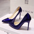 New women's Pumps Female Fashion Patent Leather Sexy Pointed Toe high heels Large size work shoes Wedding Shoes Size 44