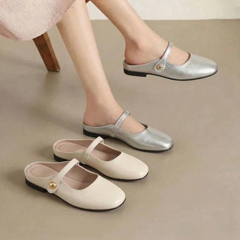 Women's New Summer Collection: Retro-Chic & Versatile Closed-Toe Mules — Square-Toe, Casual Slip-On Sandals with Soft Soles