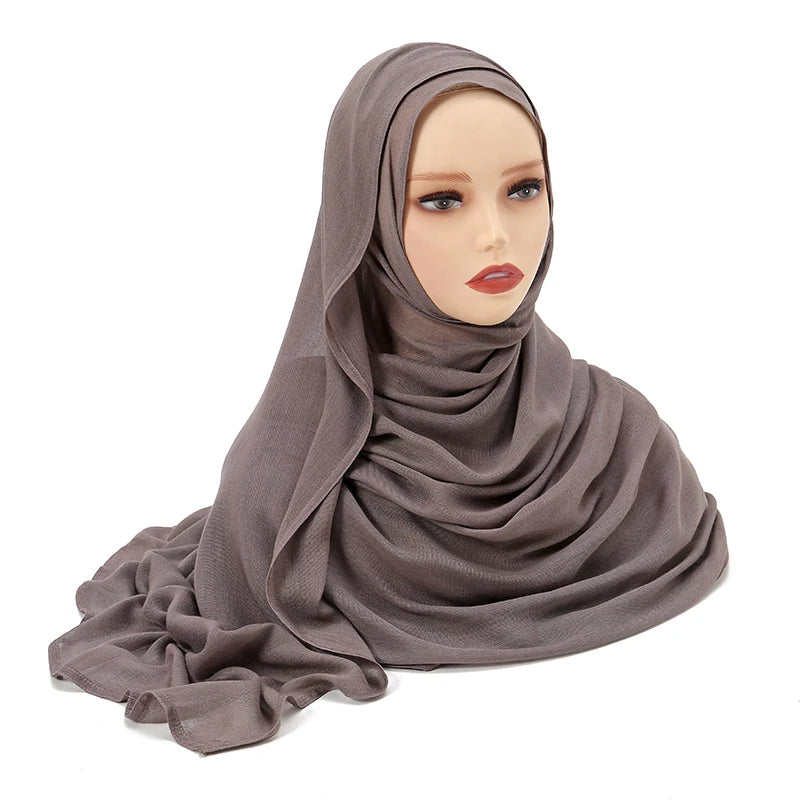 2024 Muslim Modal Rayon Cotton Hijab Shawls For Women Plain Scarf Big Size Headscarf Islamic Turban Headband 190*85cm