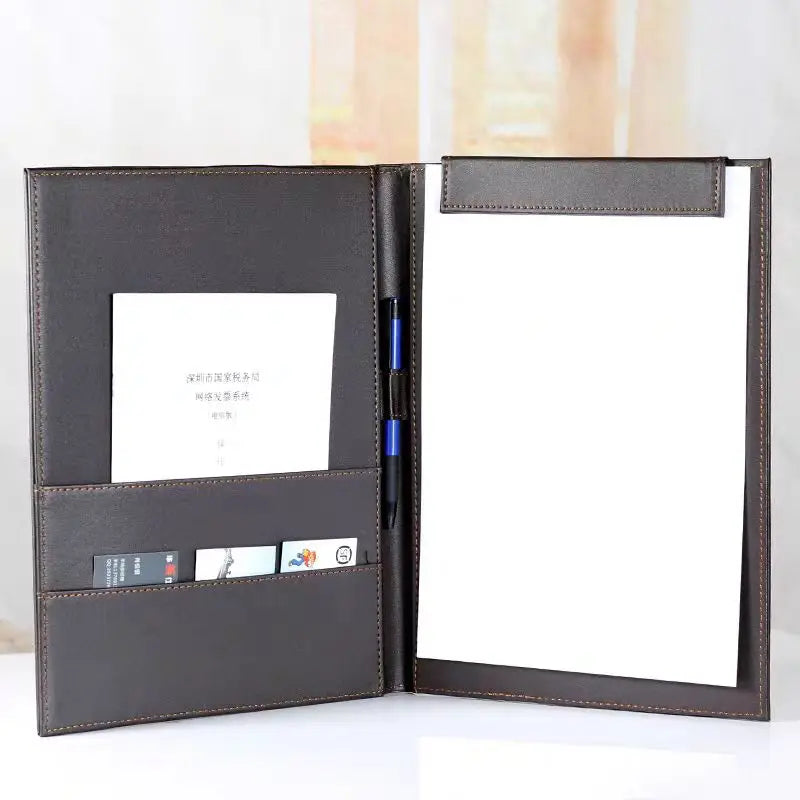 A4 PU Leather Planner Notebook Ring Binder File Folder Portfolio Office School Folder for Documents A4 Paper Writing Board