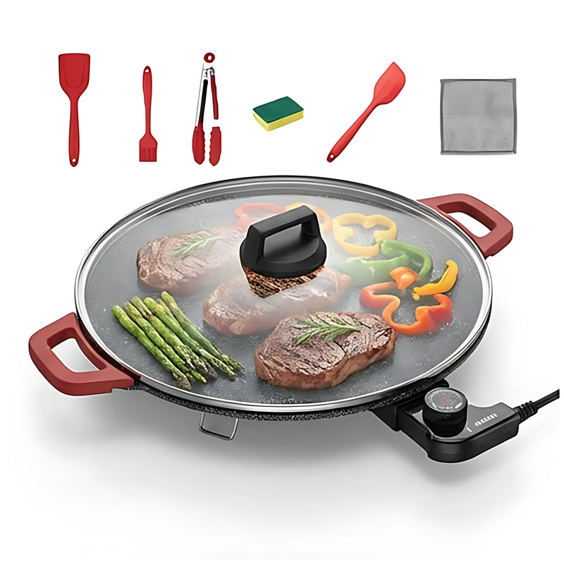 Camping Electric Griddle – Lightweight Portable Teppanyaki Grill, Smokeless & Nonstick, Adjustable Heat, Great for BBQ, Picnic, RV & Tailgating