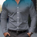 Men's Casual Long Sleeve Button-Up Shirt - Gradient Blue | SAMAG