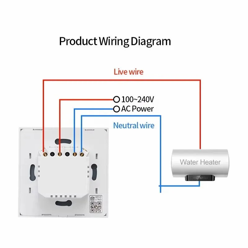 Tuya Smart Water Heater Switch WIFI Touch Sensor 4000W/8800W 20A/40A Boiler Switch Wall Smart Home Siri Voice Control