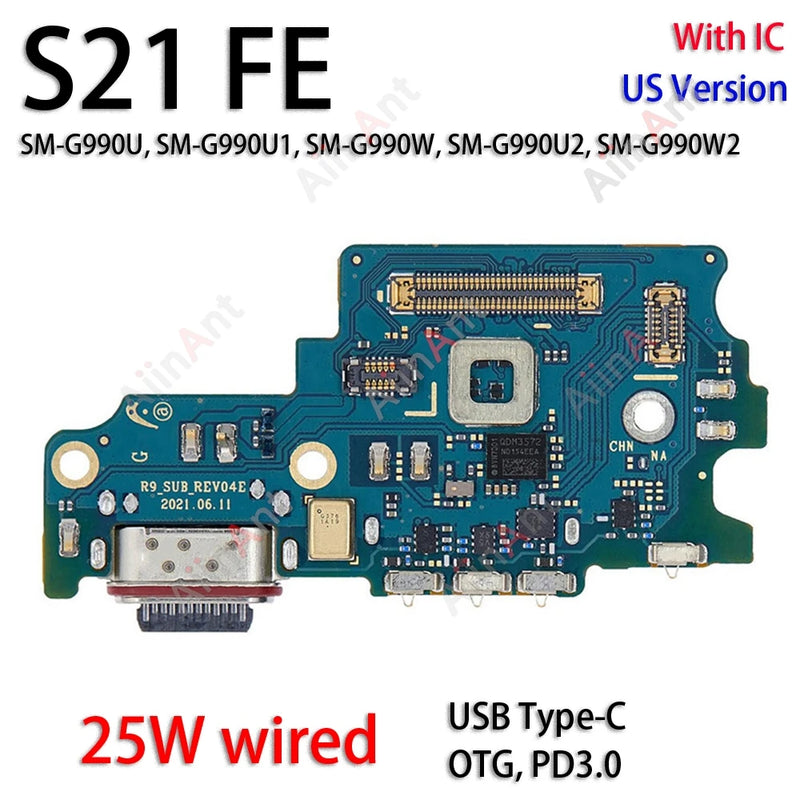 USB Mic Board Dock Charger Connector Charging Port Flex Cable For Samsung Galaxy S25 S24 S23 S21 S20 FE G781W G990W S721W S711W