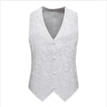 2026 Men's White Rose Sleeveless Waistcoat, Single-breasted V-neck Business Vest, Wedding Party Men Vests Blue Red Black