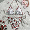 Cherry Print Halter Ruffled Frill Bikini Women Swimwear | SAMAG