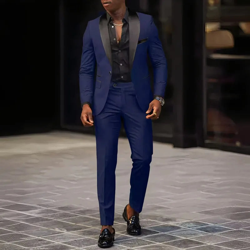 2 - Piece Men's Suit Suitable For Wedding Business Single Button Jackets And Pants Sets, Slim Fit - View 4 | SAMAG